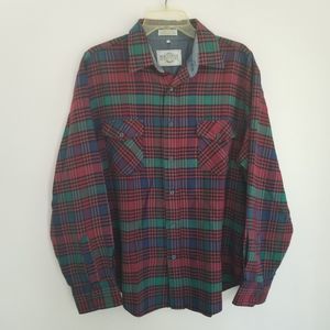 Northwest Territory Shirt Mens Large Flannel Button Up Blue Red Green Plaid